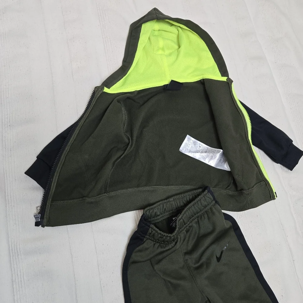 Nike Little Boys Tracksuit Full-Zip Hoodie & Jogger Pants‎ Set Dark Green 12M - Picture 9 of 13